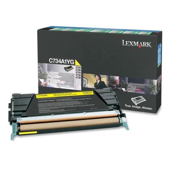 C734A1YG Lexmark printera oriģ. tonera kasete dzeltena 734646047586 (Lexmark Toner Lexmark toner C734A1YG Yellow)